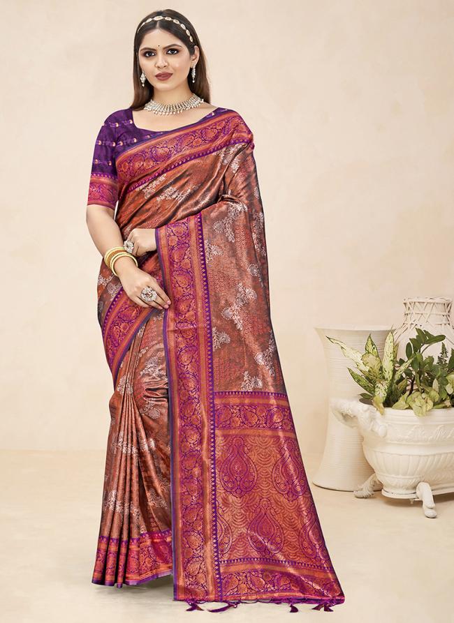 Silk Purple Festival Wear Weaving Saree